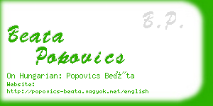 beata popovics business card